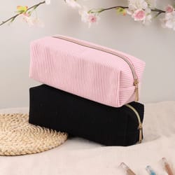 large capacity solid color pencil case zipper stationery organizer bag for school and office