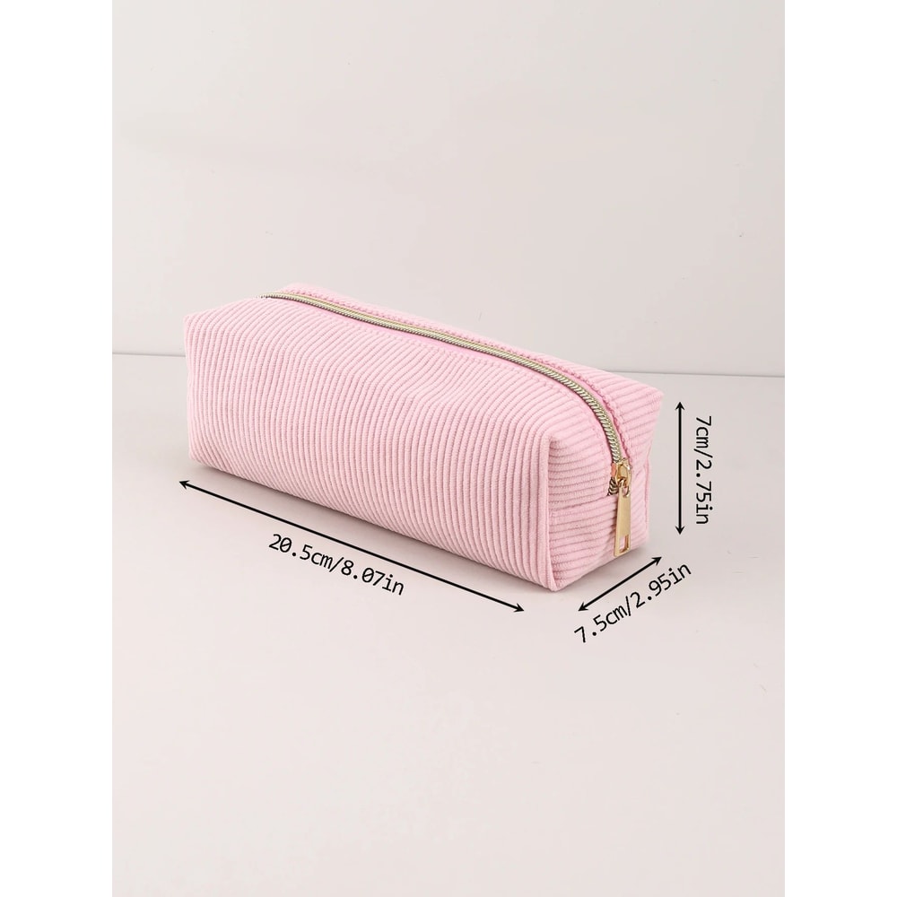 Large Capacity Solid Color Pencil Case Zipper Stationery Organizer Bag For School And Office 4