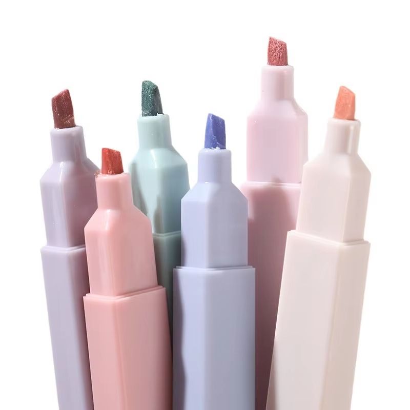 6pcs Pastel Highlighter Pens Colorful Fluorescent Marker Set For School And Office 1
