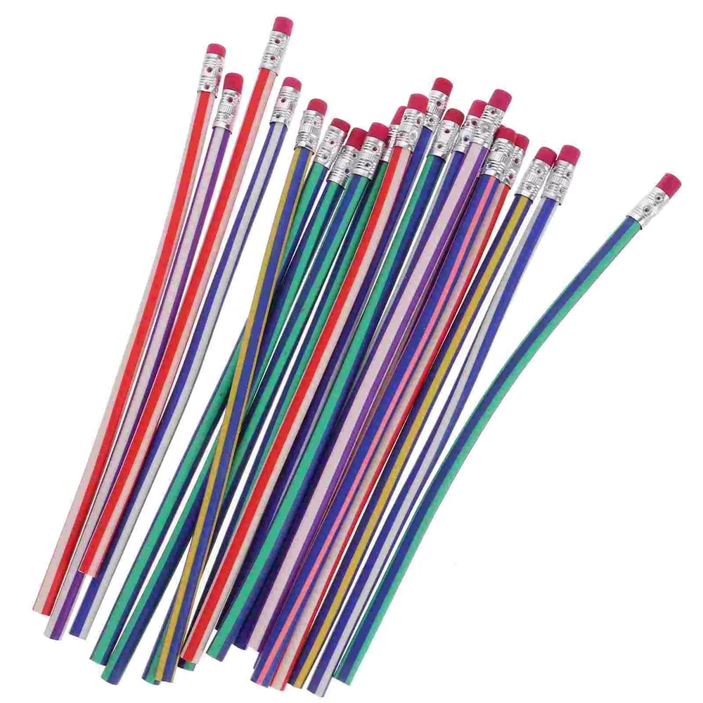 20pcs Flexible Bendable Pencils Colorful PVC Kids Writing Pencils For School And Classroom Rewards 0