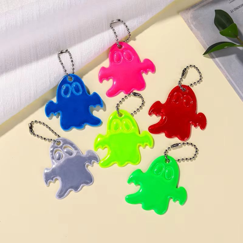10PCS Cute Ghost Reflective Backpack Pendant Safety Schoolbag Charm Set For Kids 2