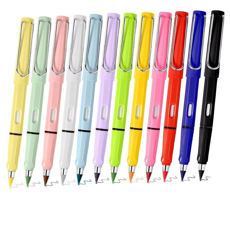 12pcs Color Eternal Pencil Set Replaceable Head Magic Pencil Eco Friendly Student Writing And Drawi 0