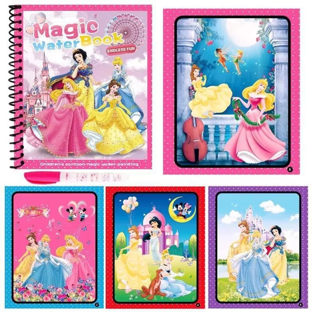 Disney Frozen Magic Water Coloring Book Reusable Princess Water Painting Set For Kids 8