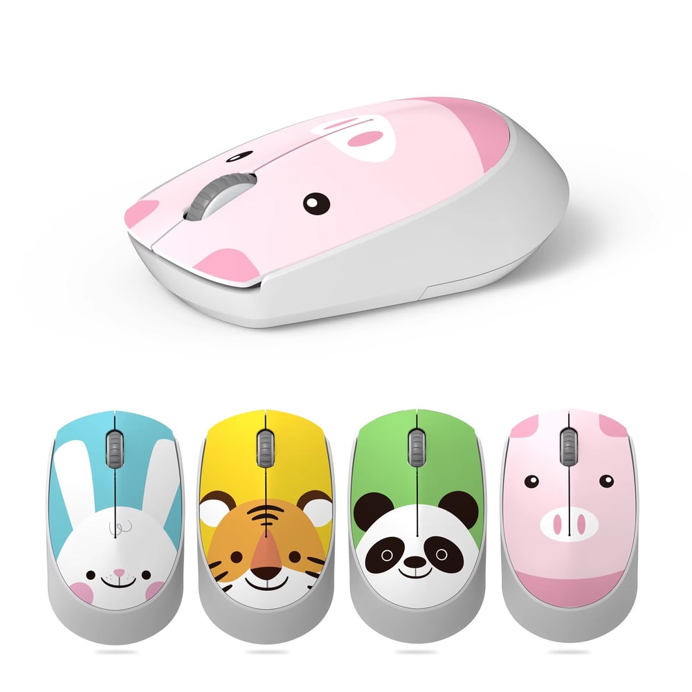Cute Pink Wireless Mouse Mini 24G Cartoon Computer Mouse Rechargeable Silent Click For Kids 4