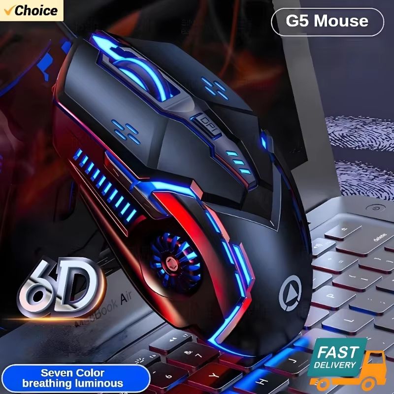 G5 Backlit Wired Gaming Mouse 6 Key Macro Programmable RGB Gaming Mouse For PC And Laptop 0