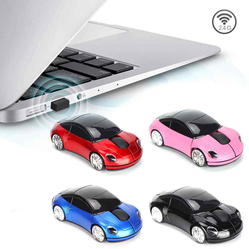 Smart Car Design Wireless Mouse 24G Car Shaped Mouse With USB Receiver For Laptop And Tablet 0
