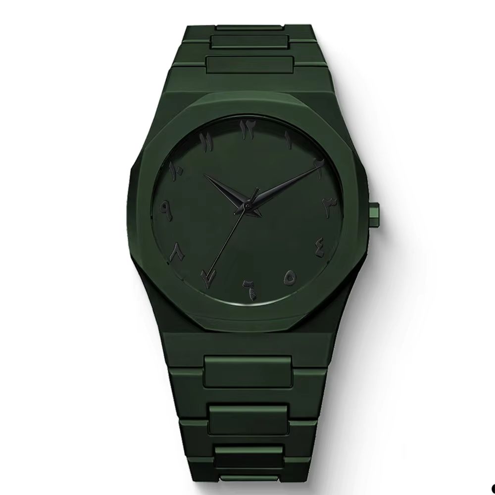 Mens Black Quartz Watch With Arabic Numerals Minimalist Casual Wristwatch With Drip Oil Strap 9