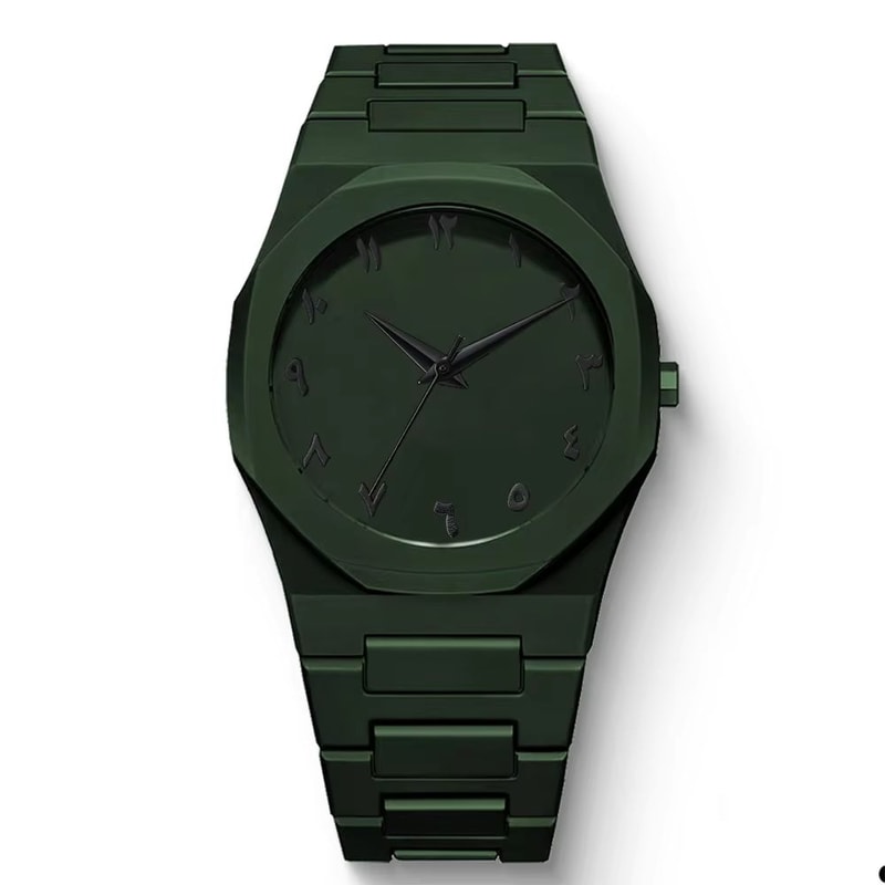 Mens Black Quartz Watch With Arabic Numerals Minimalist Casual Wristwatch With Drip Oil Strap 9