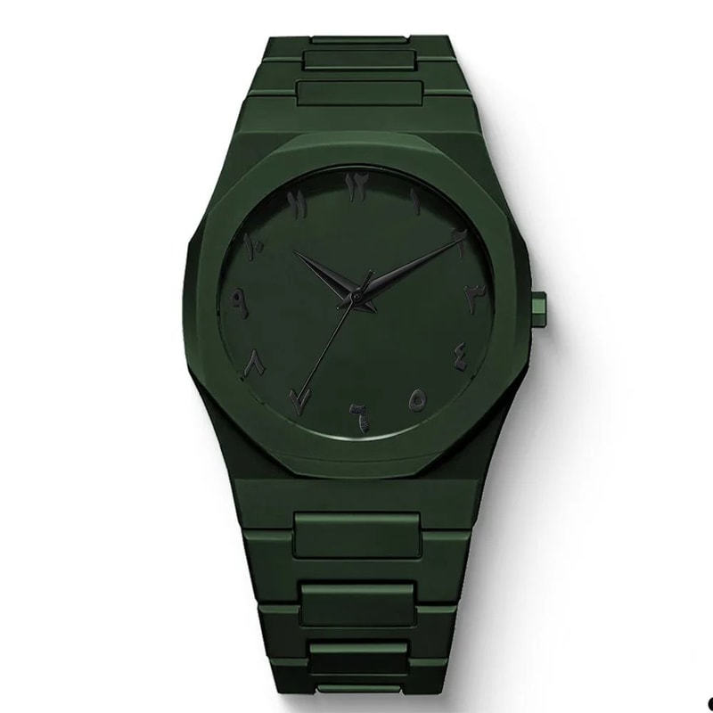 Mens Black Quartz Watch With Arabic Numerals Minimalist Casual Wristwatch With Drip Oil Strap 5