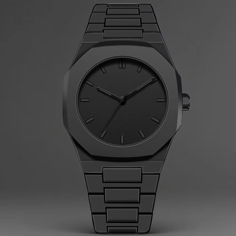 Mens Black Quartz Watch With Arabic Numerals Minimalist Casual Wristwatch With Drip Oil Strap 7