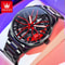OLEVS Car Rim Mens Quartz Watch Stainless Steel Car Wheel Watch Waterproof Sport Wristwatch 0