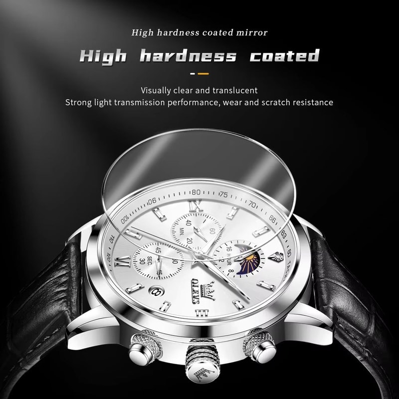 OLEVS 9812 Luxury Chronograph Watch Moonphase Mens Quartz Watch Waterproof Multifunction Wristwatch 3
