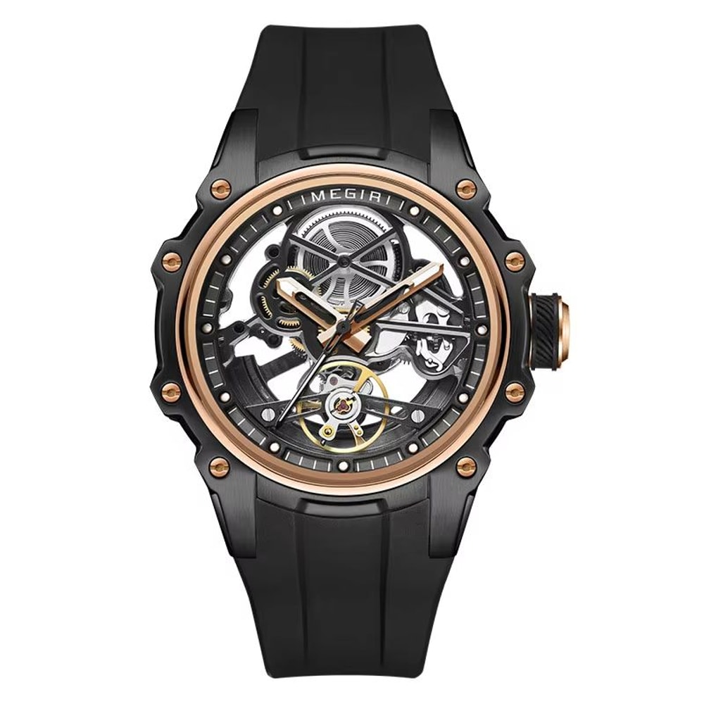 MEGIR Skeleton Dial Automatic Mechanical Watch Waterproof Luminous Sport Watch With Silicone Strap 6