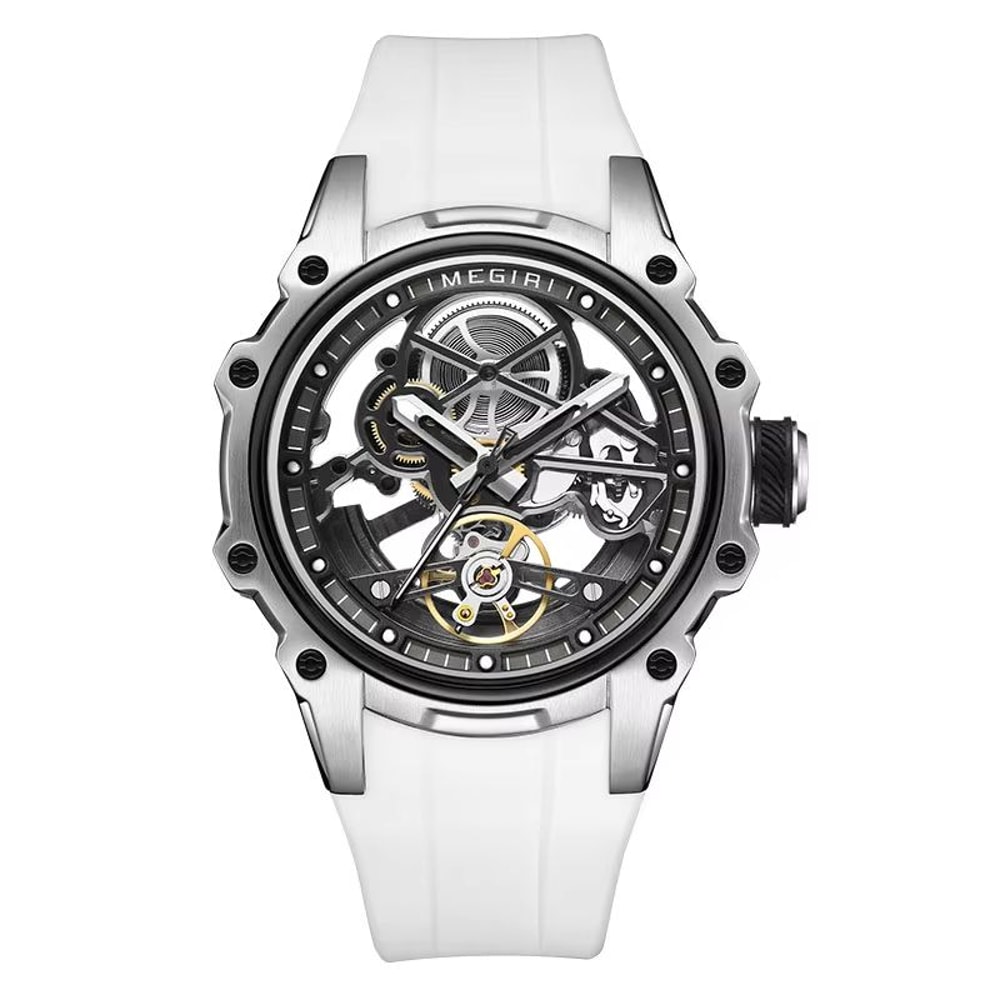 MEGIR Skeleton Dial Automatic Mechanical Watch Waterproof Luminous Sport Watch With Silicone Strap 7