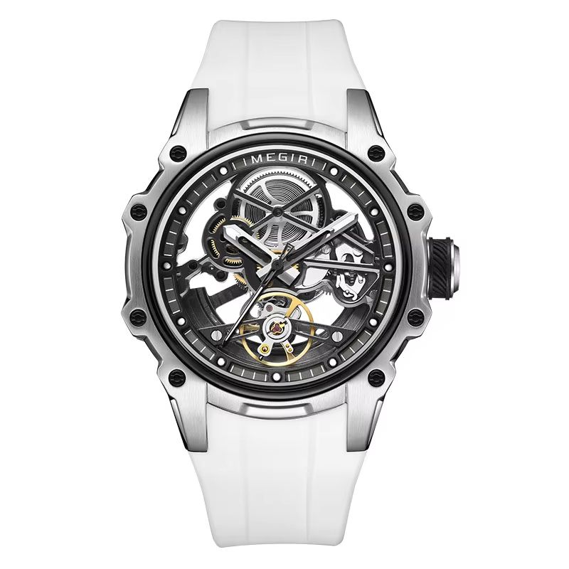 MEGIR Skeleton Dial Automatic Mechanical Watch Waterproof Luminous Sport Watch With Silicone Strap 7