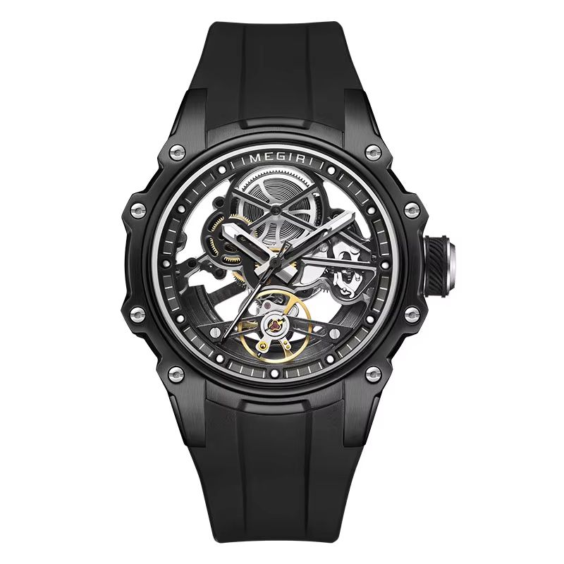 MEGIR Skeleton Dial Automatic Mechanical Watch Waterproof Luminous Sport Watch With Silicone Strap 9