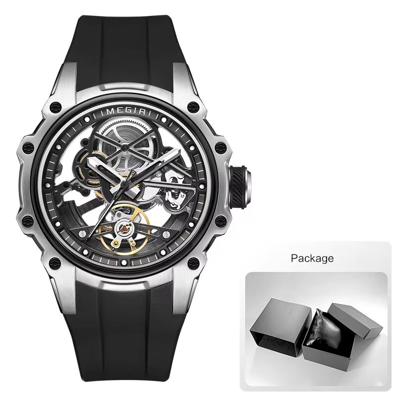 MEGIR Skeleton Dial Automatic Mechanical Watch Waterproof Luminous Sport Watch With Silicone Strap 11