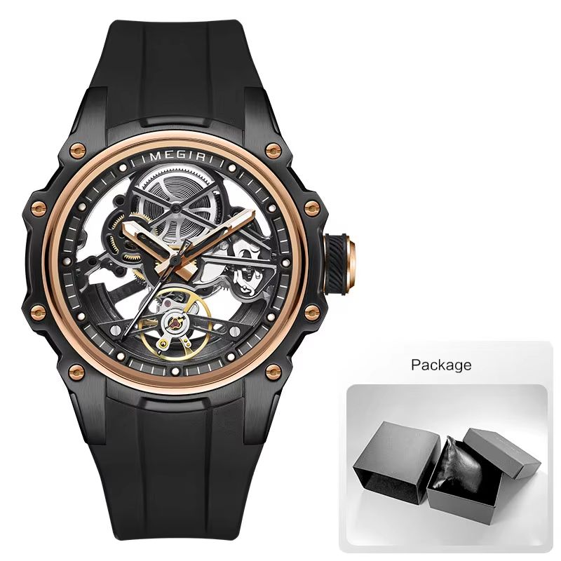 MEGIR Skeleton Dial Automatic Mechanical Watch Waterproof Luminous Sport Watch With Silicone Strap 13