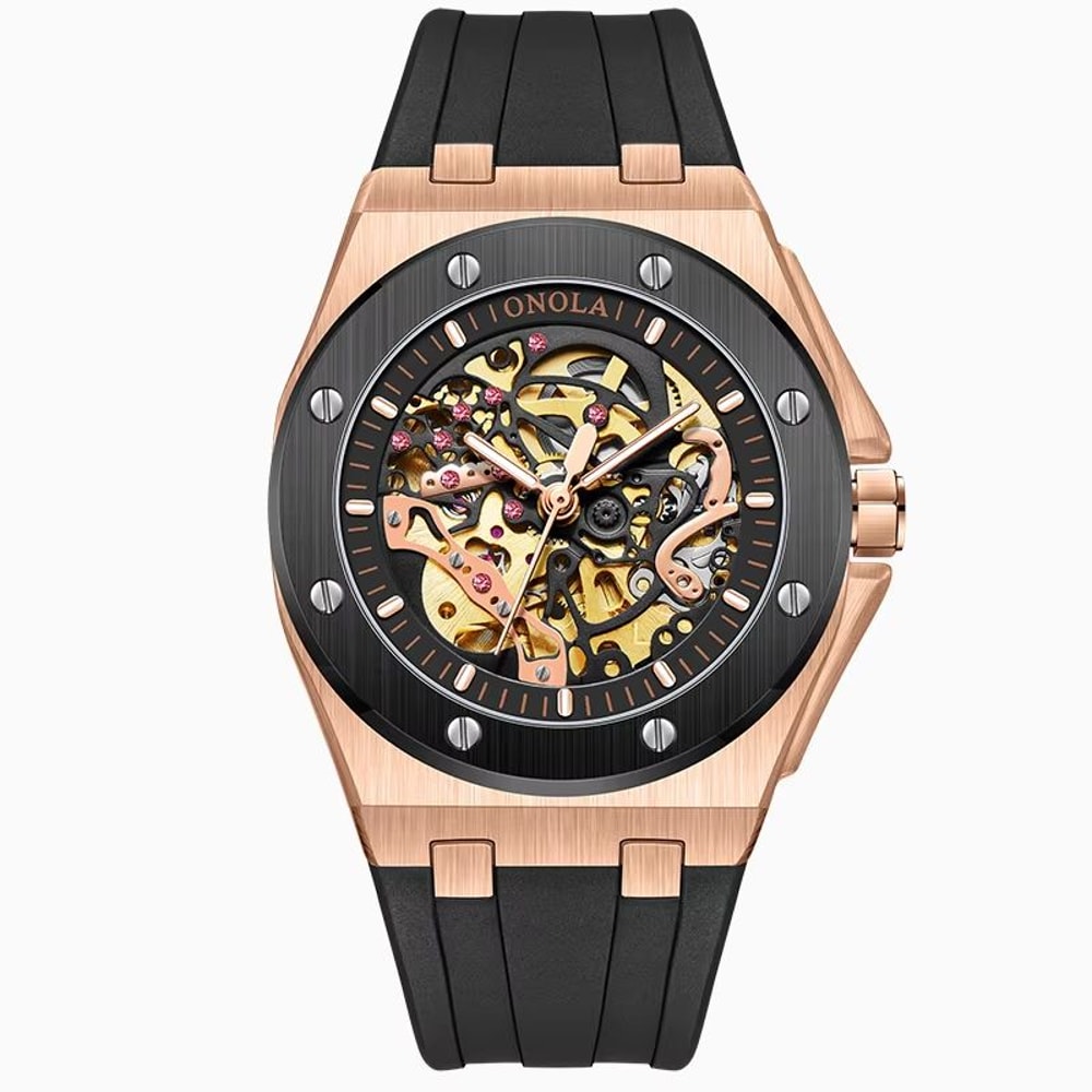 ONOLA Luxury Automatic Mechanical Watch Waterproof Sports Mens Wristwatch With Luminous Dial 12