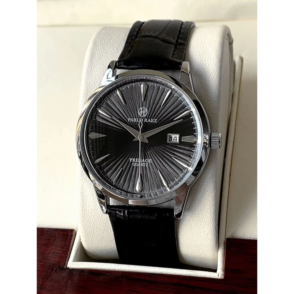 Classic Business Leather Quartz Watch For Men With Calendar 7