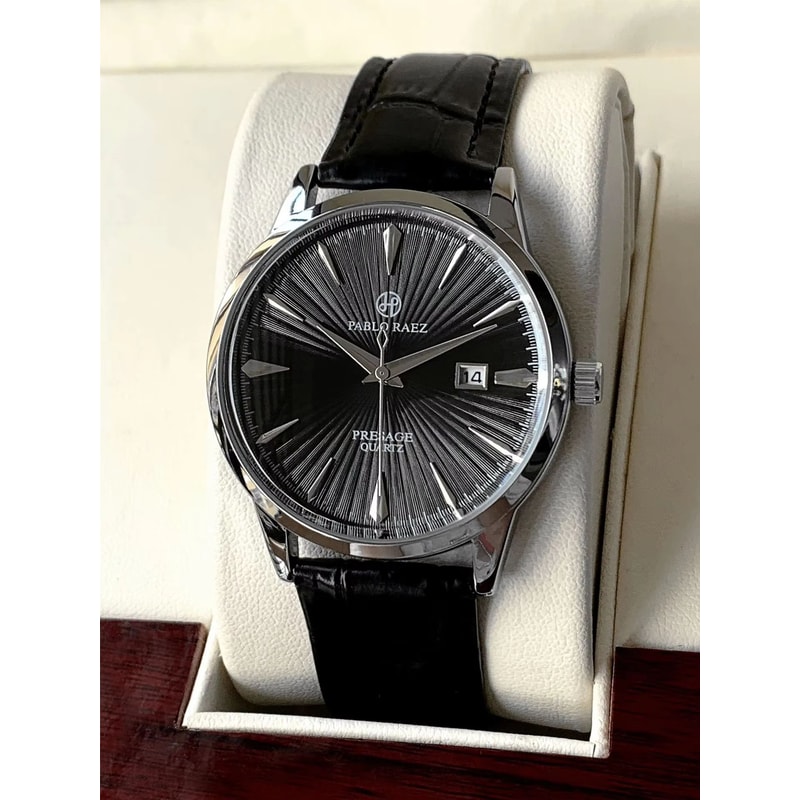 Classic Business Leather Quartz Watch For Men With Calendar 7