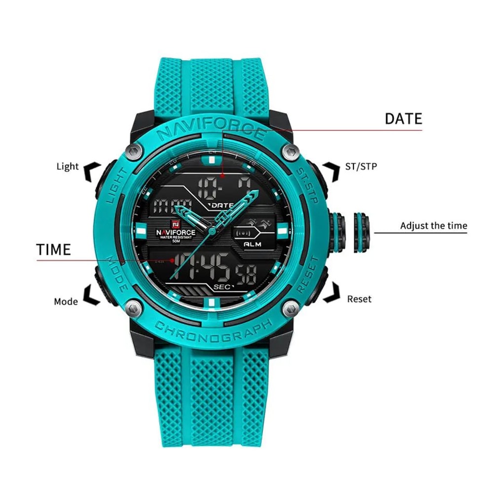 NAVIFORCE Dual Display Sport Watch For Men With Stopwatch And Date 3
