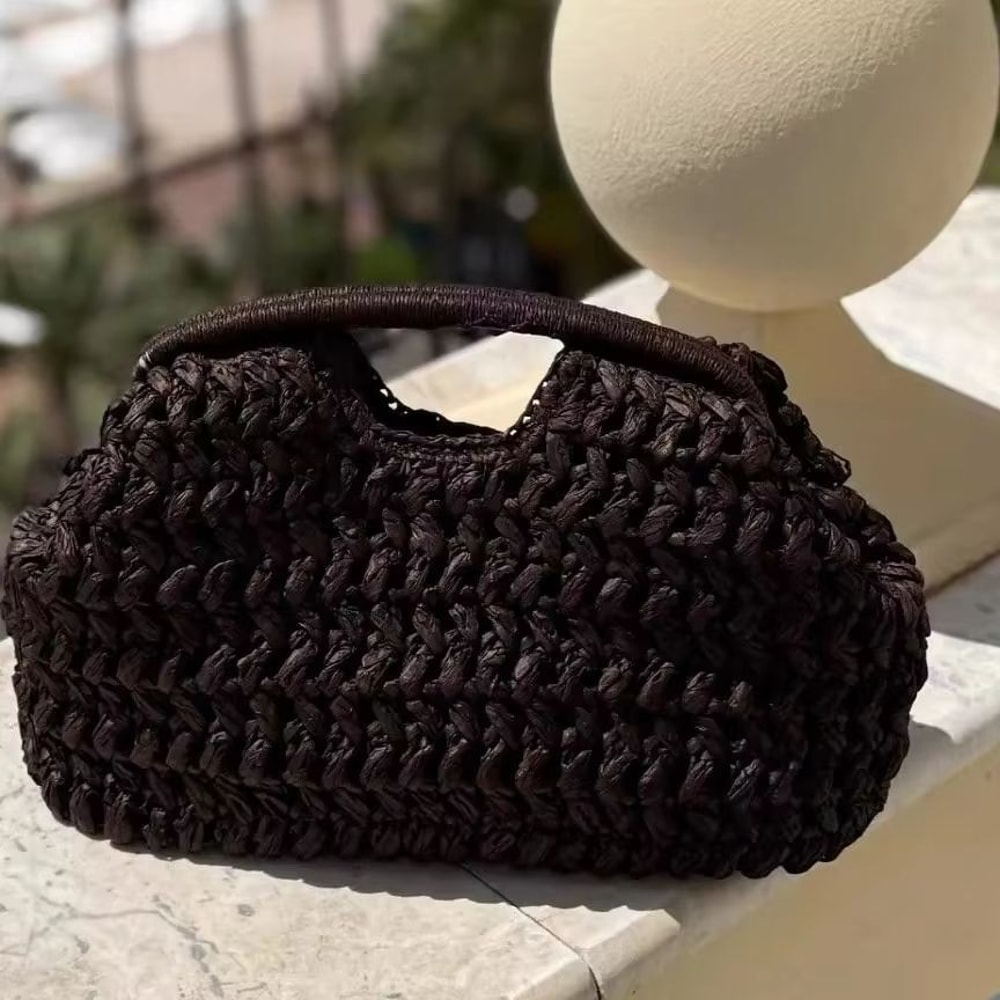Elegant Raffia Straw Woven Clutch Bag For Beach Travel And Evening Wear 4