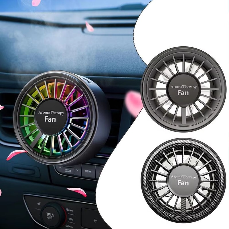 USB Car Mini Fan With Colorful Ambiance Lights And 3 Speeds 3