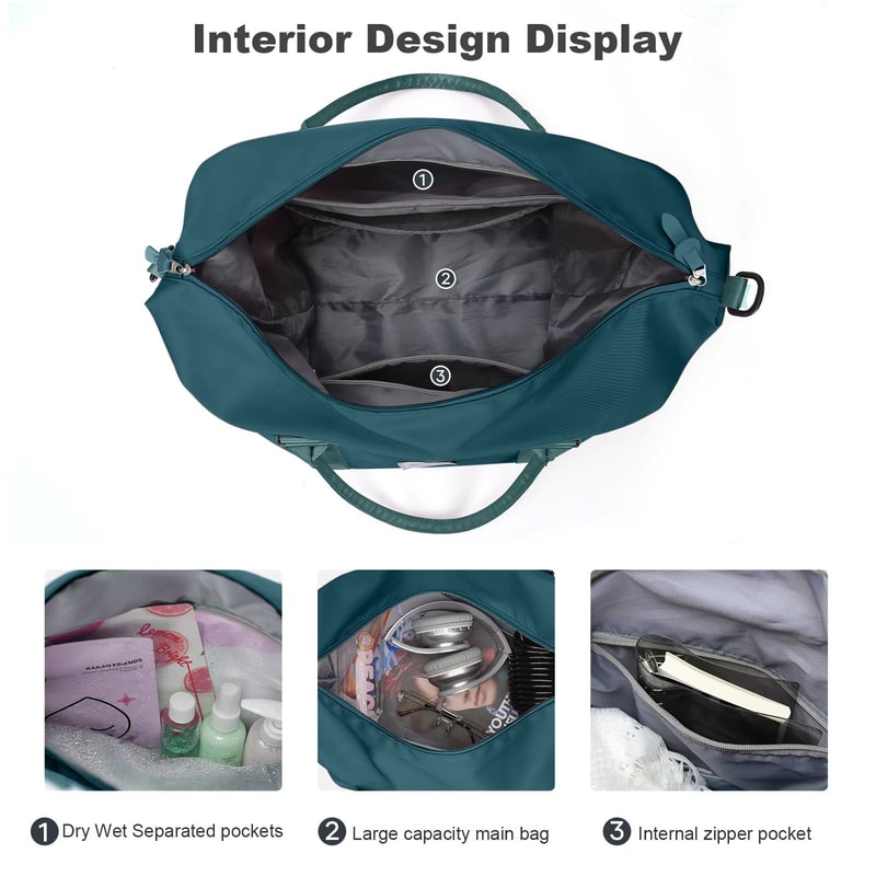 Womens Weekender Travel Tote Bag With Toiletry Bag And Wet Pocket 2