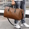 Mens Large Capacity Leather Weekender Travel Tote Bag 1