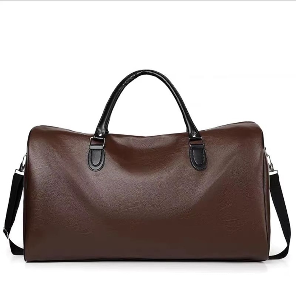 Mens Large Capacity Leather Weekender Travel Tote Bag 7