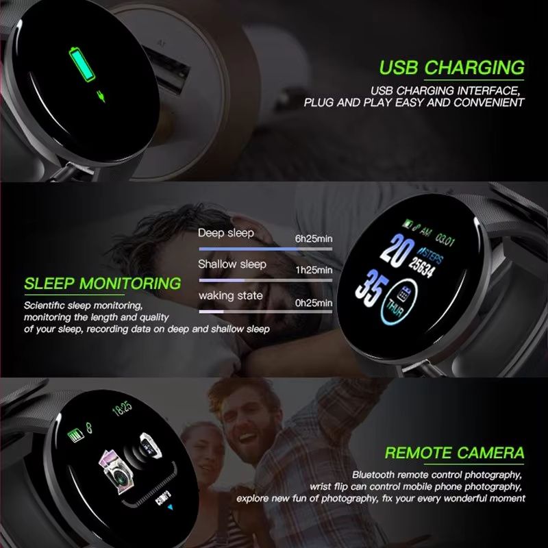 D18 Smart Fitness Tracker Watch For Men And Women 3