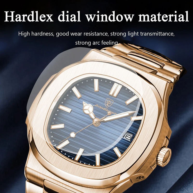 POEDAGAR Square Stainless Steel Quartz Watch For Men 2