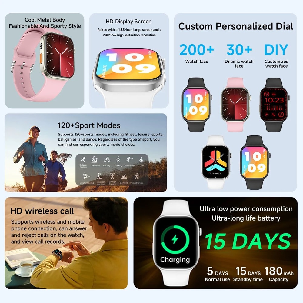 Smartwatch With 183 Inch HD Screen Bluetooth Calling And Health Monitoring 1