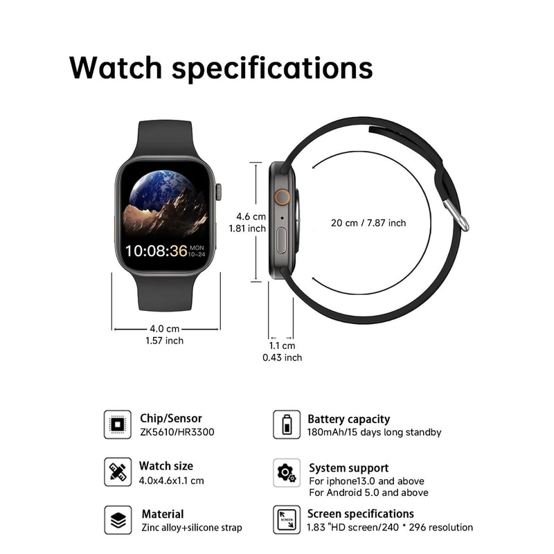 Smartwatch With 183 Inch HD Screen Bluetooth Calling And Health Monitoring 5