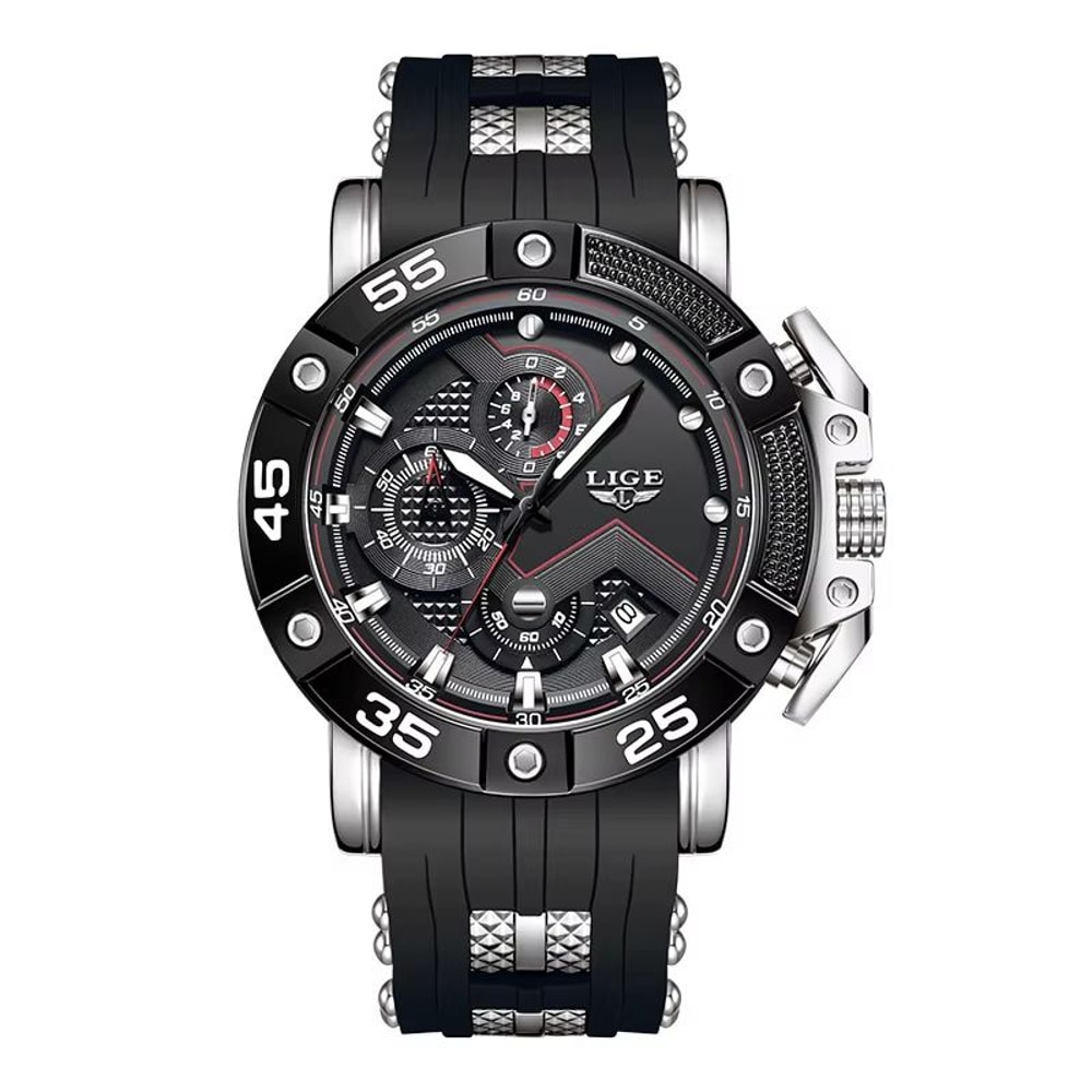 LIGE Big Dial Military Sport Quartz Watch For Men 11