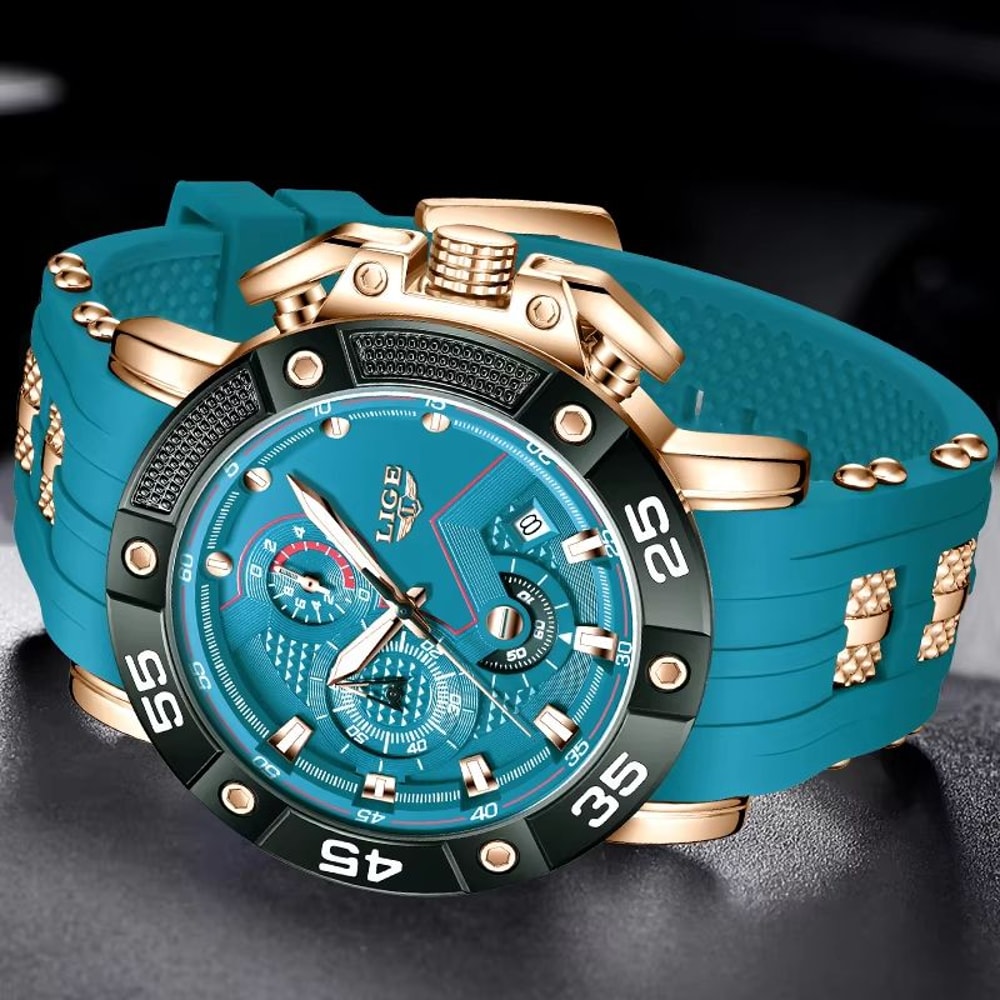 LIGE Big Dial Military Sport Quartz Watch For Men 1