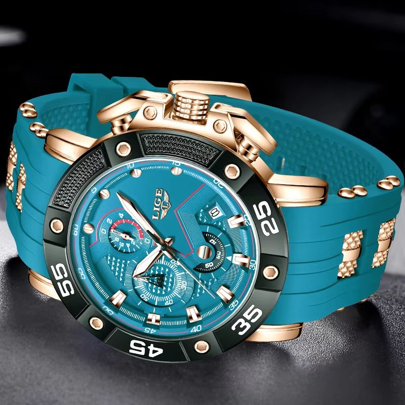 LIGE Big Dial Military Sport Quartz Watch For Men 1