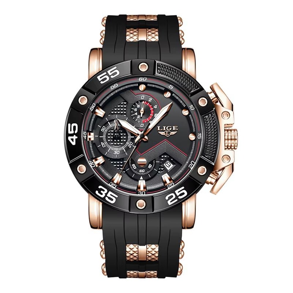 LIGE Big Dial Military Sport Quartz Watch For Men 6