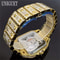 Luxury Iced Out Square Watch Gold Hip Hop Diamond Quartz Watch For Men 4