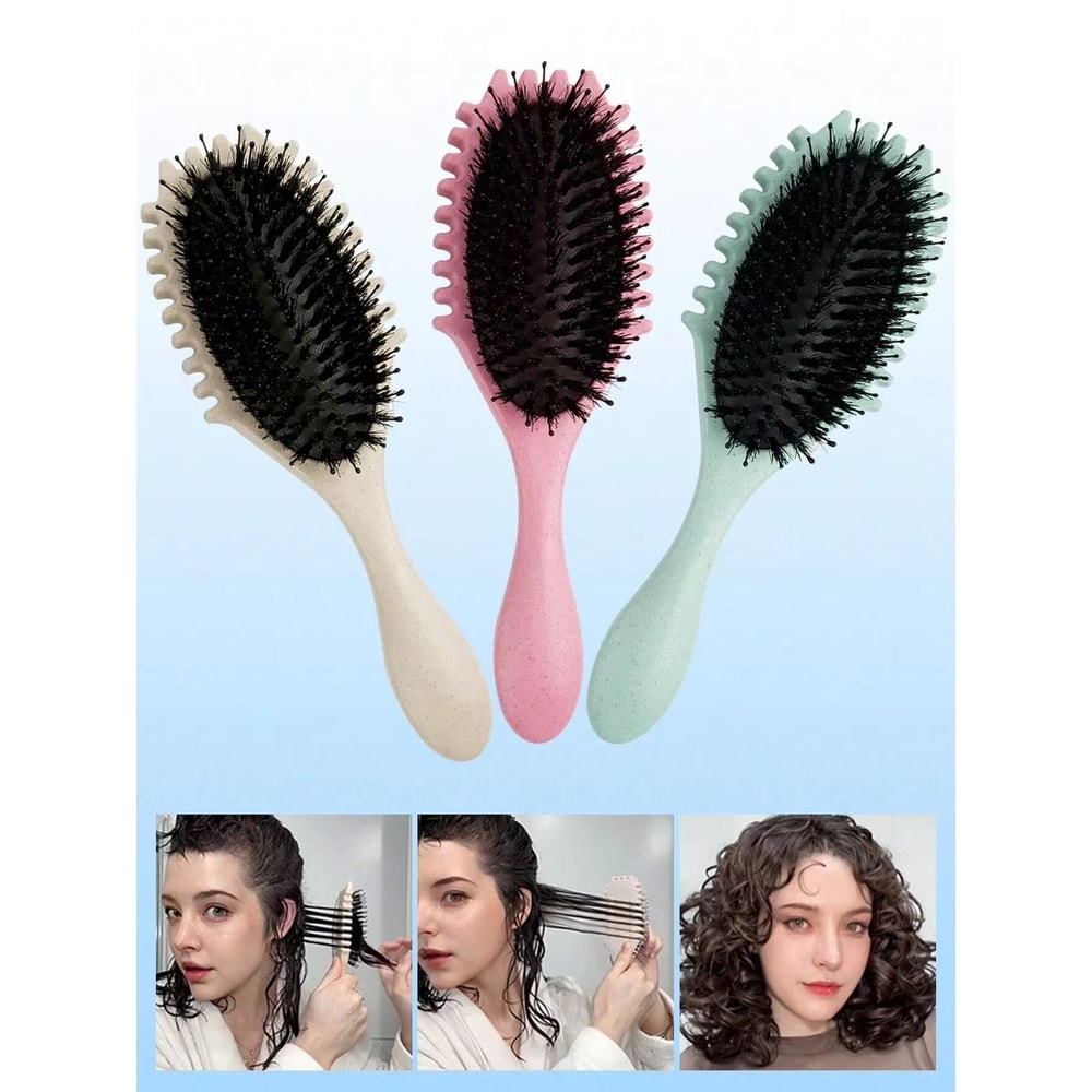 Eco Friendly Wheat Straw Hair Brush Air Cushion Detangling Hair Brush With Ergonomic Handle 0