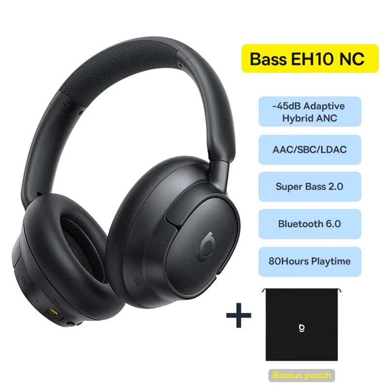 Baseus Bowie H1s Bluetooth Noise Cancelling Headphones HiRes Wireless OverEar Headset With 120H Bat 10
