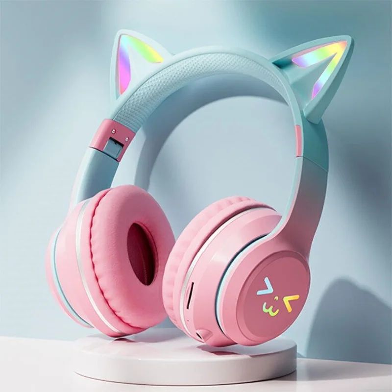 RGB Cat Ear Wireless Gaming Headset With Bluetooth And Cable 5