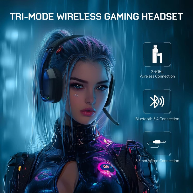 EKSA G19BT Ultra Lightweight Wireless Gaming Headset With 24GHz And Bluetooth 54 2
