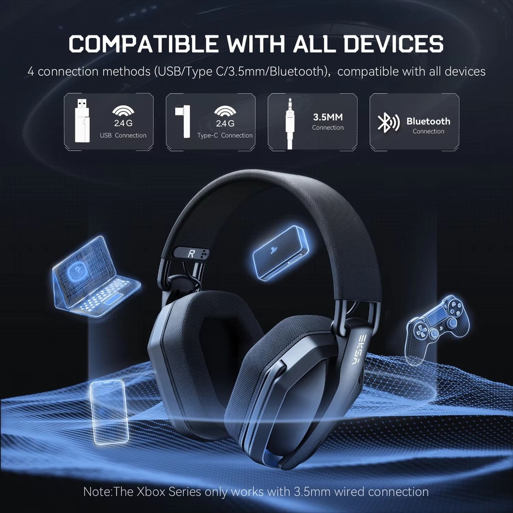 EKSA G19BT Ultra Lightweight Wireless Gaming Headset With 24GHz And Bluetooth 54 3