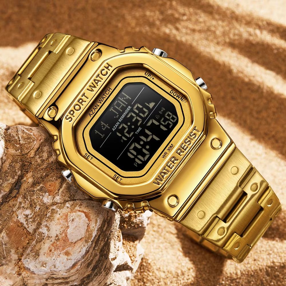SANDA Golden LED Digital Sports Watch With Alarm Chronograph And Date 2