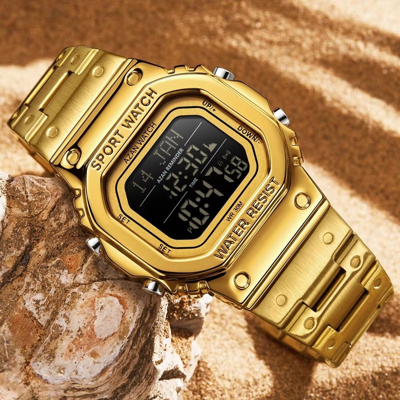 SANDA Golden LED Digital Sports Watch With Alarm Chronograph And Date 2