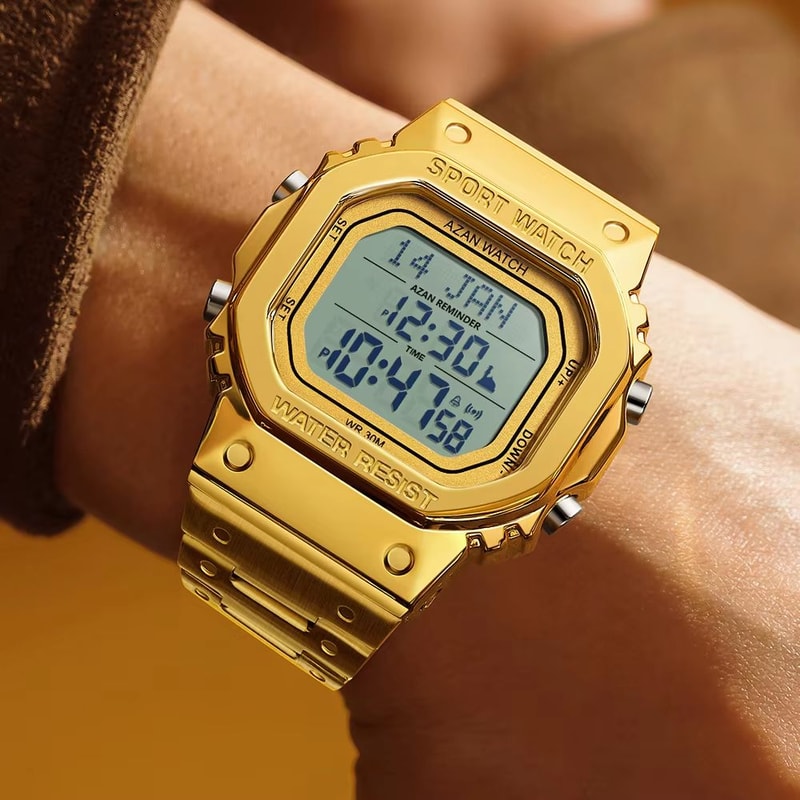 SANDA Golden LED Digital Sports Watch With Alarm Chronograph And Date 5