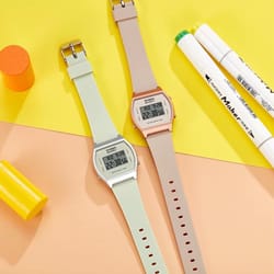 white waterproof digital sports watch for women with alarm and led display