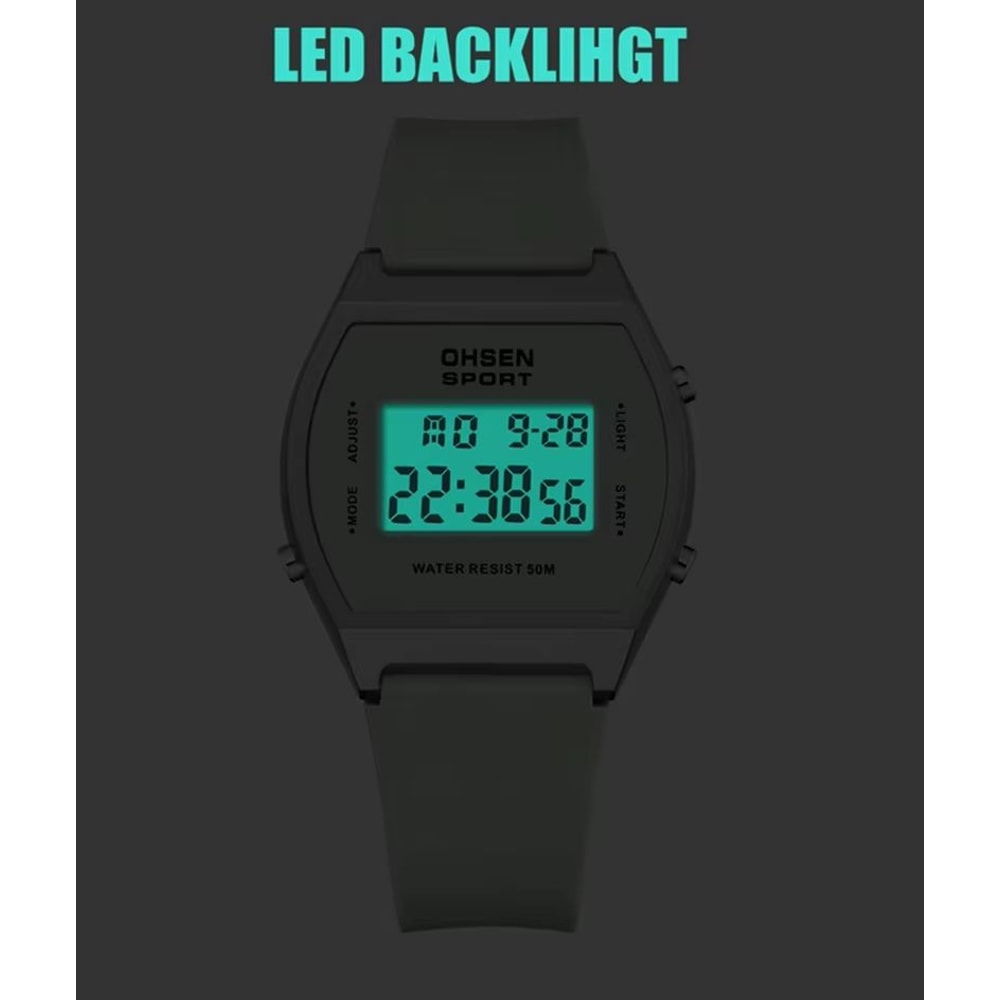 White Waterproof Digital Sports Watch For Women With Alarm And LED Display 3